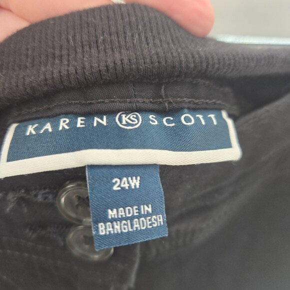 Karen Scott Black Part Elastic Cotton Pockets Skort Size 24 - Picture 6 of 12